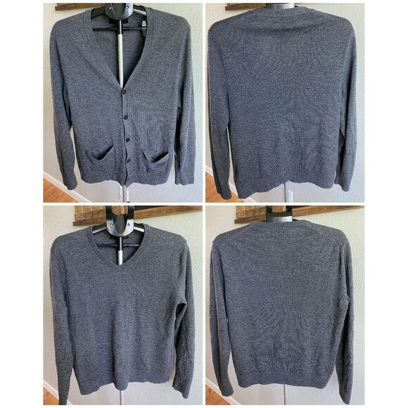 Set of 2 Banana Republic 100% Extra Fine Merino Wool by Baruffa Sweaters Mens L - Picture 1 of 9